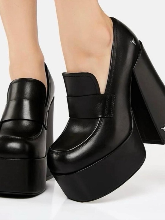 Windsor Smith Black Platform Block Heel Loafers - Picture 4 of 5